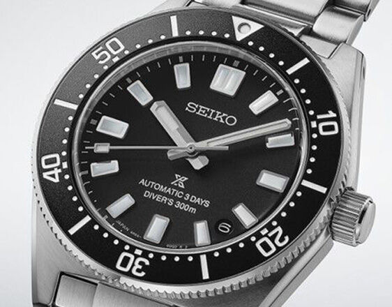 Seiko Prospex 1965 Diver&rsquo;s Re-Creation watch with black dial, automatic 3-day movement and 300m water resistance
